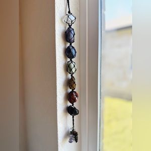 7 Chakra Crystal Tumble Cord Car Hanger 14.5” Amethyst Tigers Eye Quartz